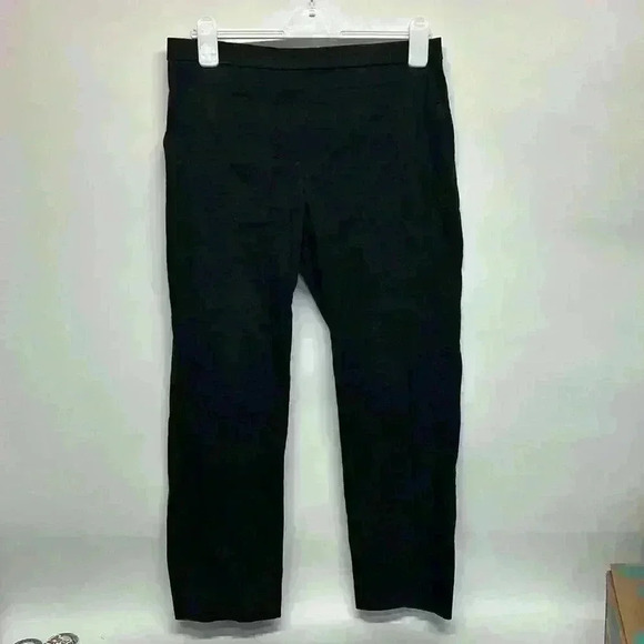 Theory size 10 black pants elastic waist 62% linen - Picture 1 of 9